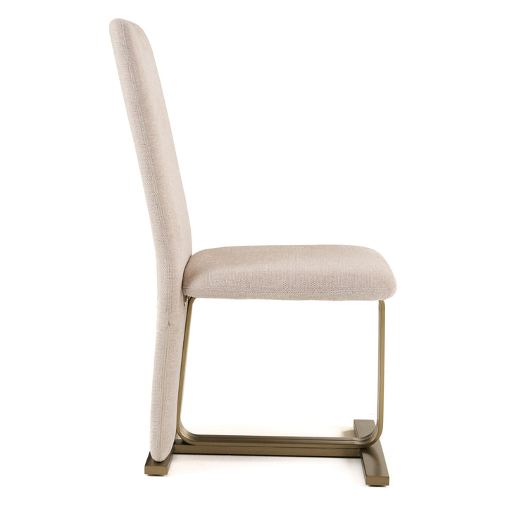 Tasha - Modern Beige Linen + Brushed Brass Dining Chair (Set of 2)