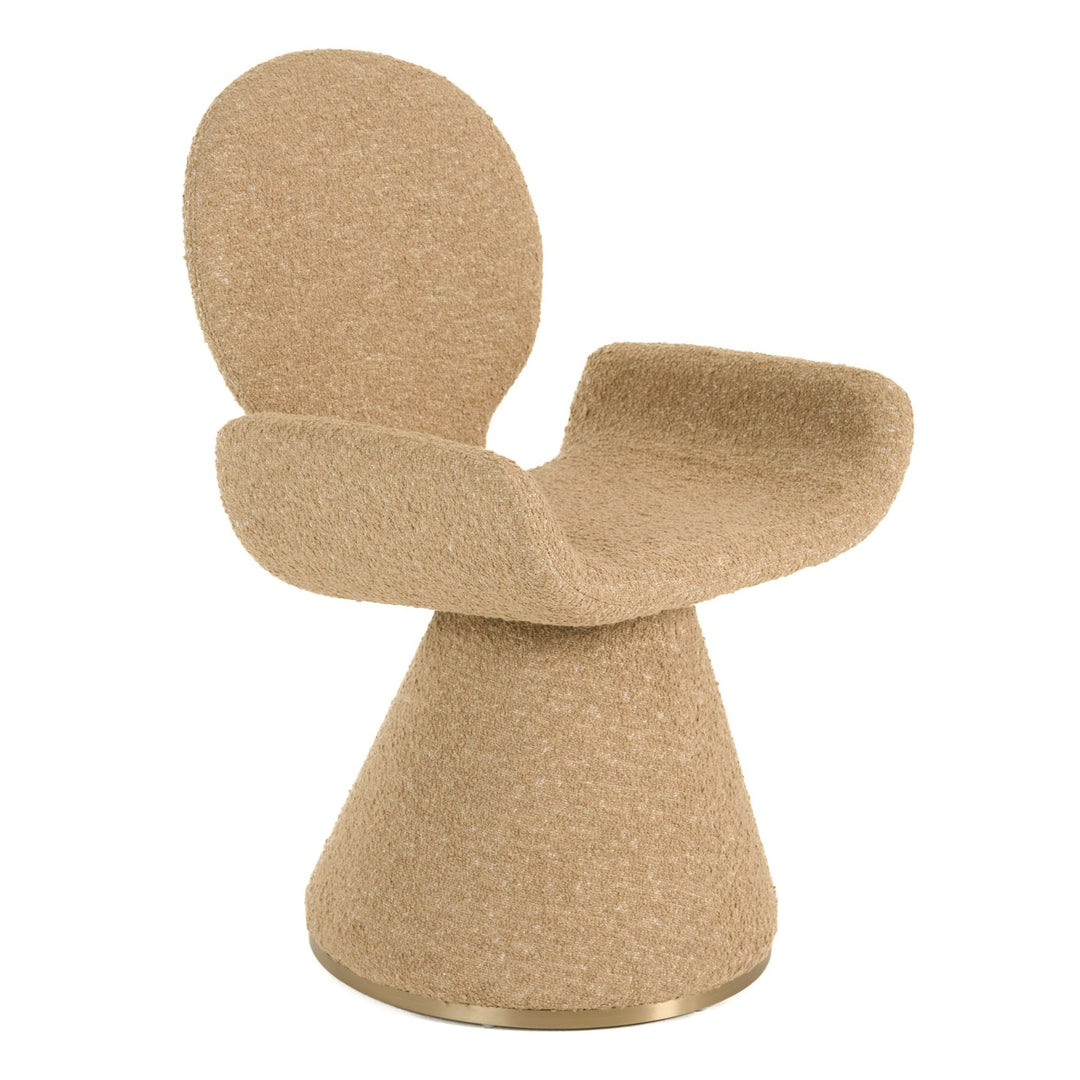 Neptune - Contemporary Beige Fabric + Brushed Brass Dining Chair