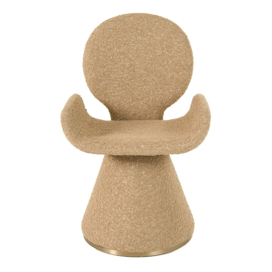Neptune - Contemporary Beige Fabric + Brushed Brass Dining Chair
