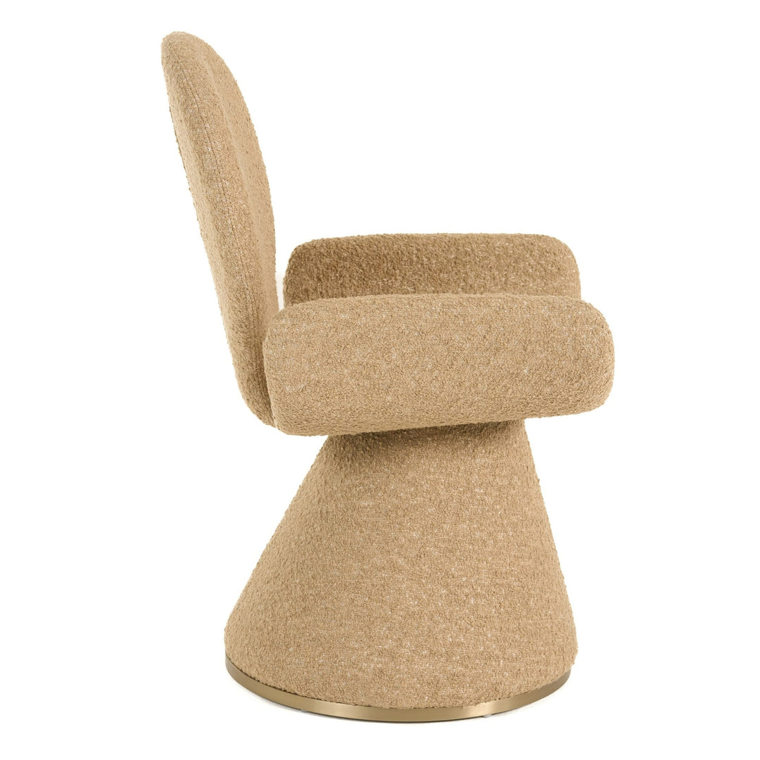 Neptune - Contemporary Beige Fabric + Brushed Brass Dining Chair