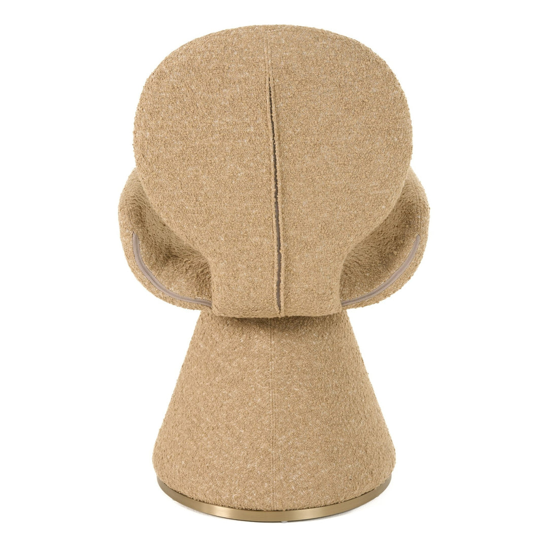Neptune - Contemporary Beige Fabric + Brushed Brass Dining Chair