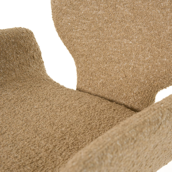 Neptune - Contemporary Beige Fabric  Brushed Brass Dining Chair