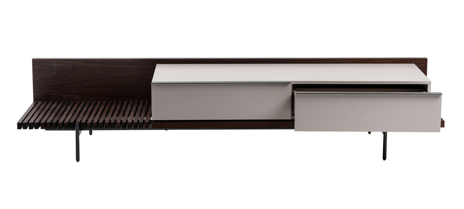 Colima - Modern Matte Beige  Walnut TV Stand