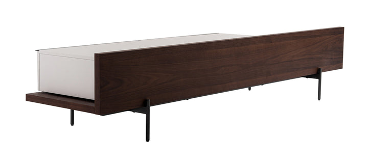 Colima - Modern Matte Beige + Walnut TV Stand