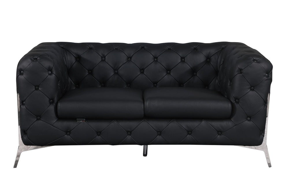 DivanItalia 970 Italian Leather Black Sofa Set - alternate view 2