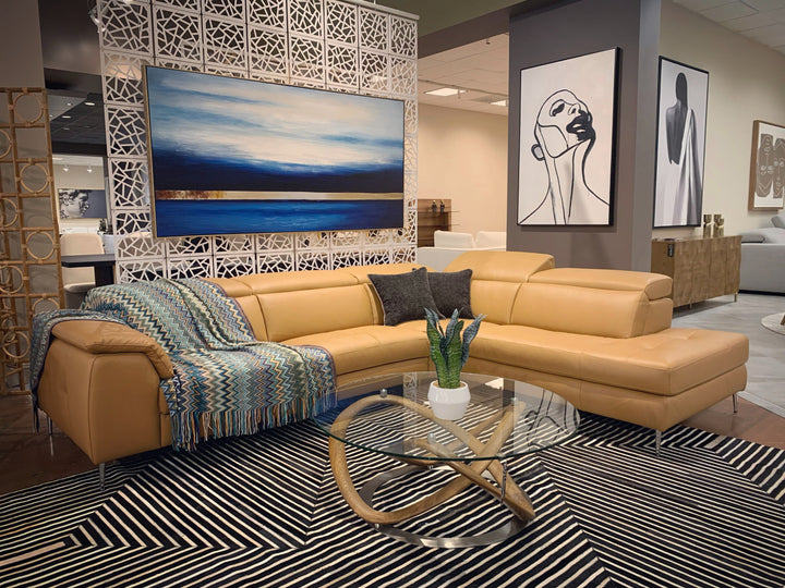 Michele - Modern Glass + Walnut Coffee Table