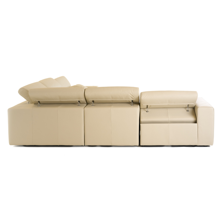 Dalton - Modern Italian Cream Leather Sectional Sofa + Recliners