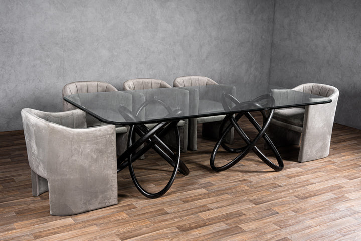 Mason Modern Glass &amp; Black Ash Dining Table