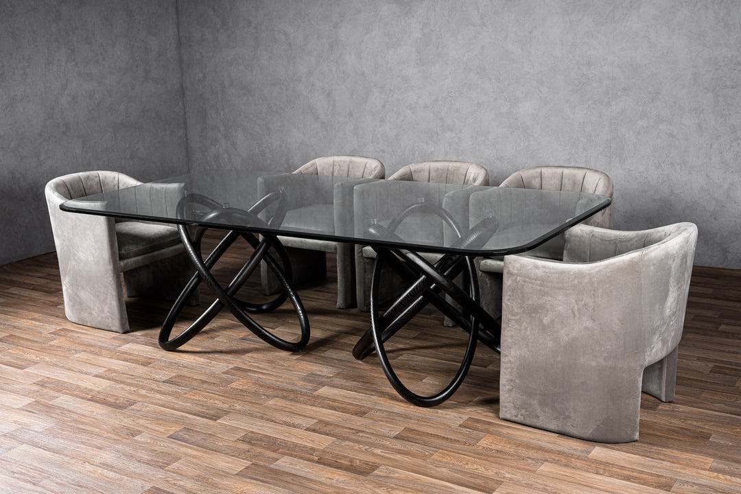 Mason Modern Glass & Black Ash Dining Table