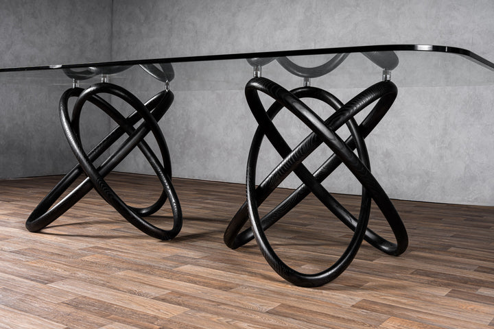 Mason Modern Glass &amp; Black Ash Dining Table