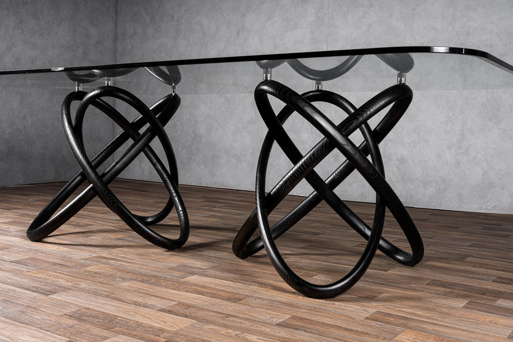 Mason Modern Glass & Black Ash Dining Table - View 12