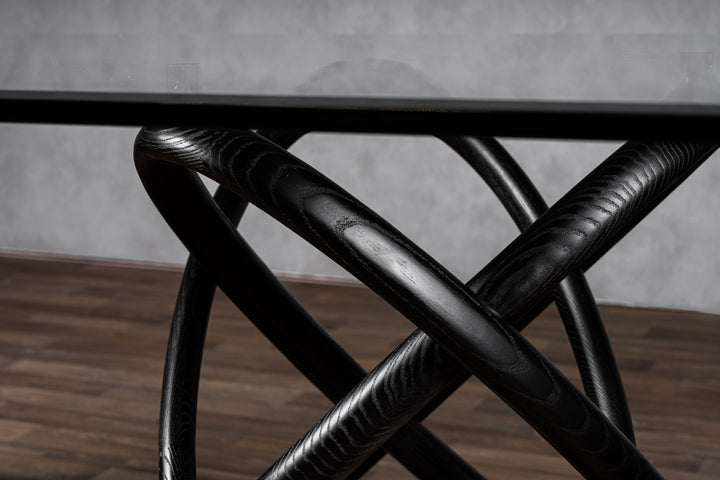 Mason Modern Glass &amp; Black Ash Dining Table