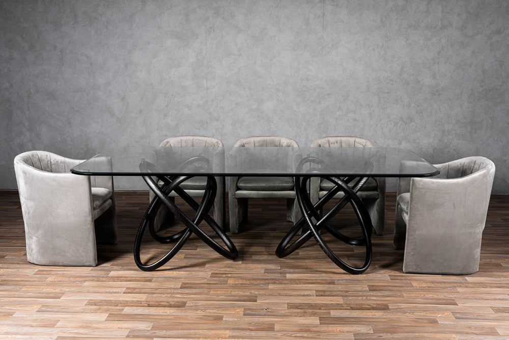 Mason Modern Glass & Black Ash Dining Table - View 15