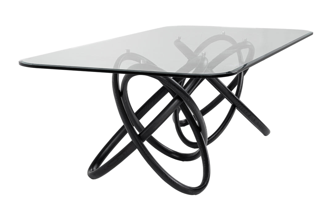 Mason Modern Glass & Black Ash Dining Table