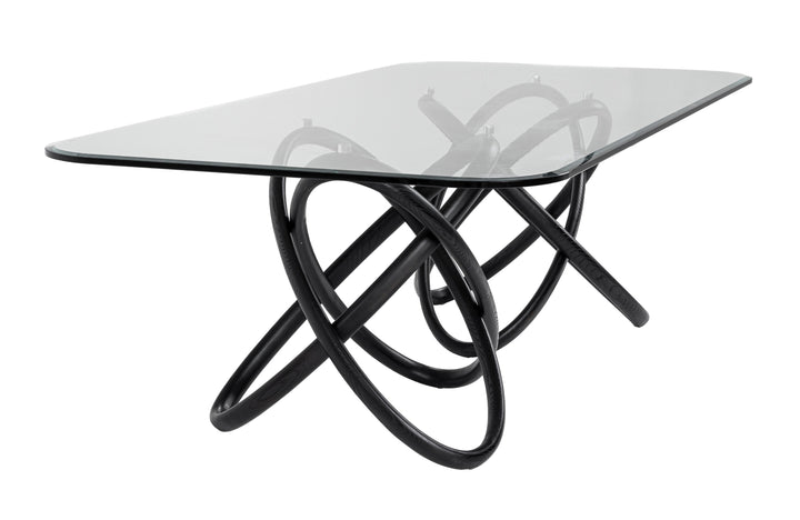 Mason Modern Glass &amp; Black Ash Dining Table