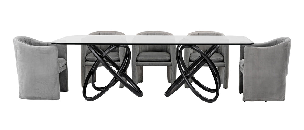 Mason Modern Glass & Black Ash Dining Table - View 4