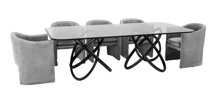 Mason Modern Glass &amp; Black Ash Dining Table