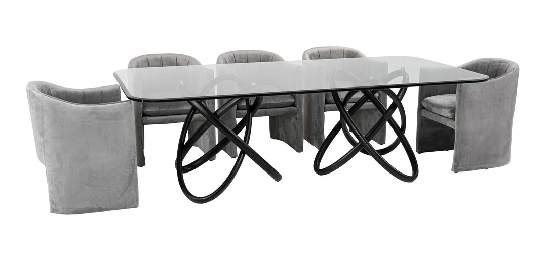 Mason Modern Glass  and  Black Ash Dining Table