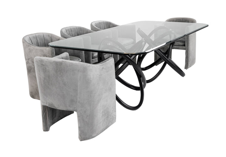 Mason Modern Glass &amp; Black Ash Dining Table