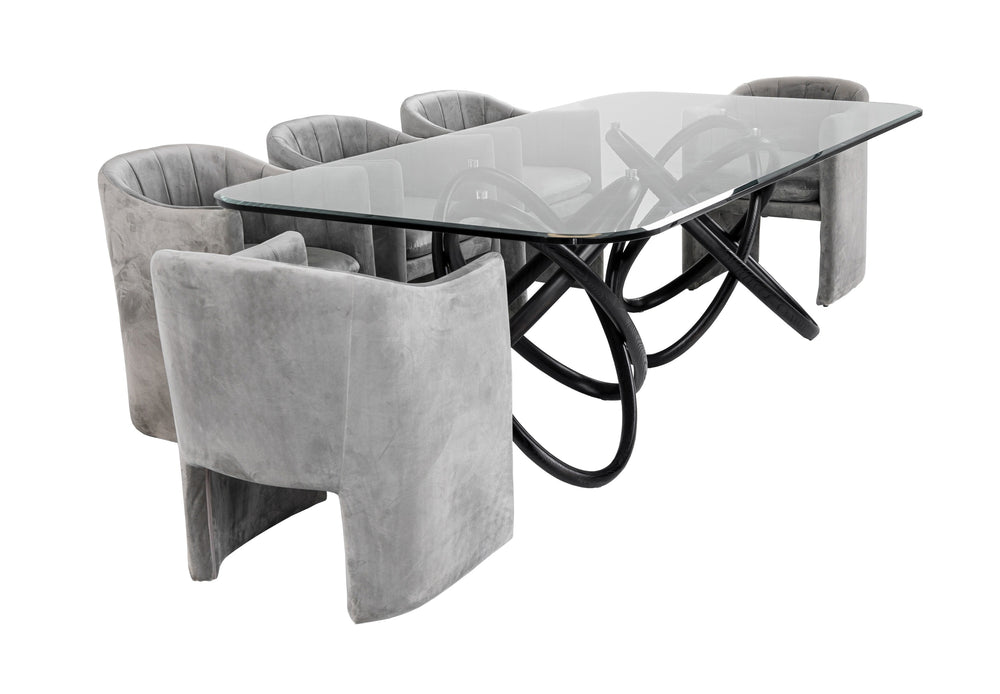 Mason Modern Glass & Black Ash Dining Table - View 6