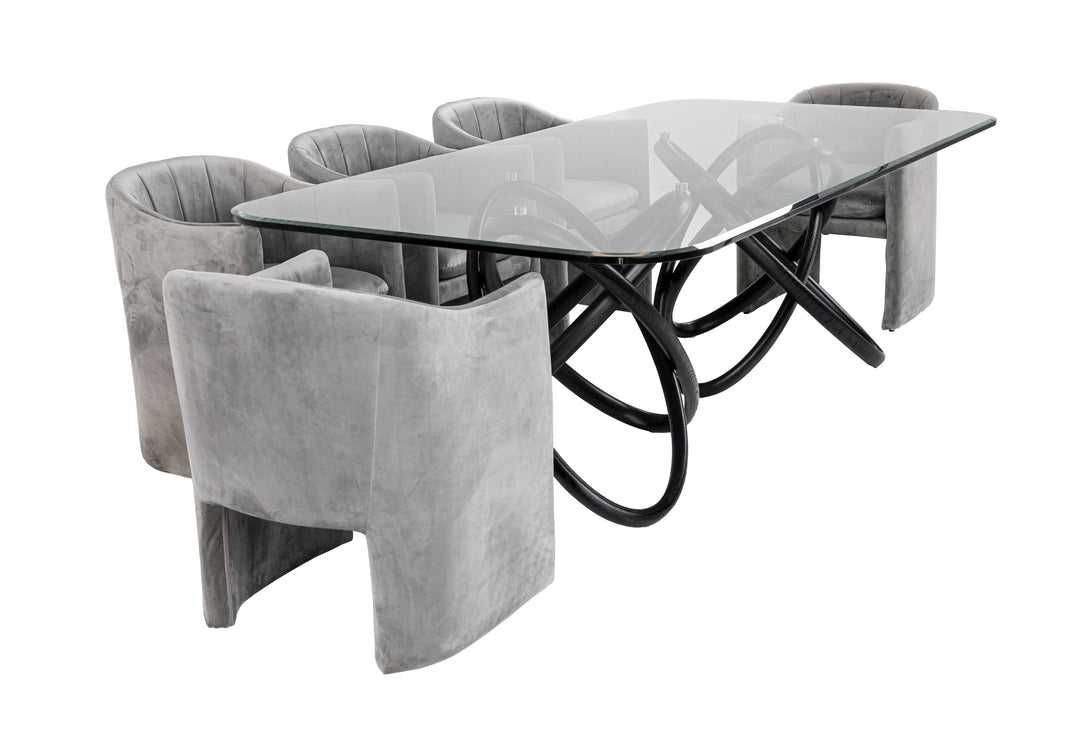 Mason Modern Glass & Black Ash Dining Table