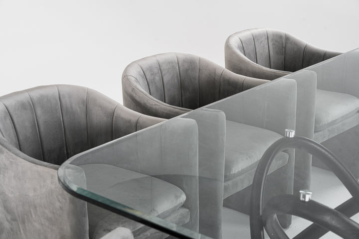 Mason Modern Glass &amp; Black Ash Dining Table