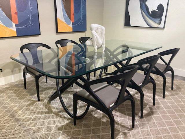 Campbell  Mid-Century Modern Grey & Black Ash Dining Chair