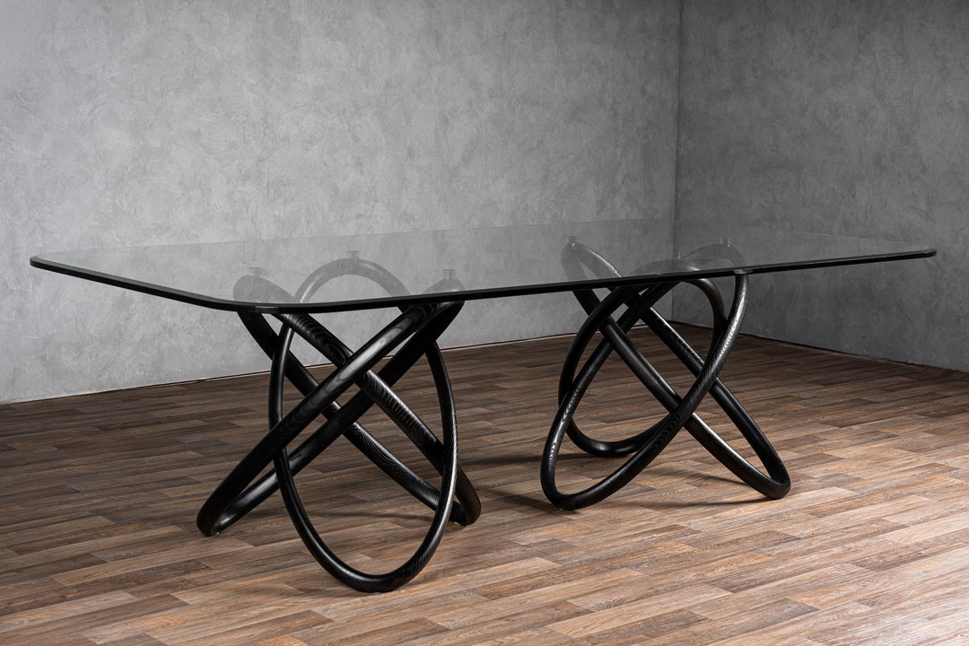 Mason Modern Glass  and  Black Ash Dining Table