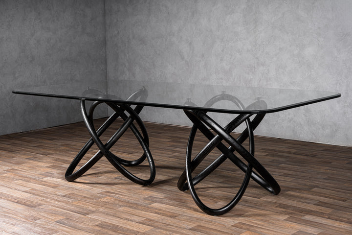 Mason Modern Glass &amp; Black Ash Dining Table