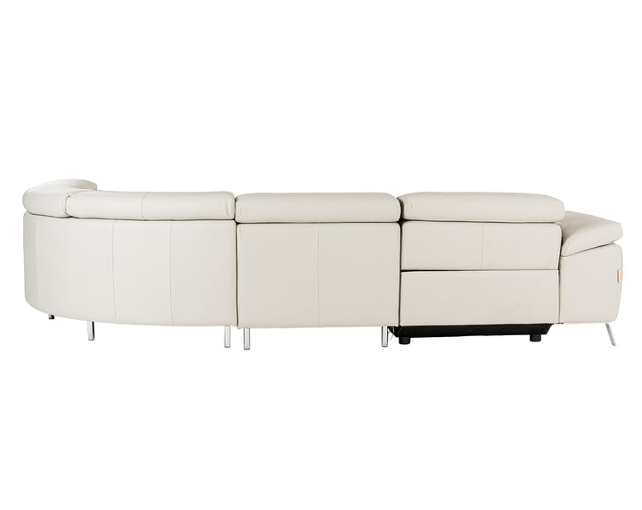 Mini Wonder - Italian Modern Grey Leather Sectional Sofa with Left Facing Recliner