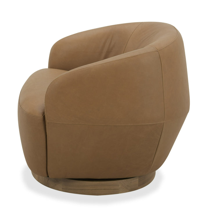 Agatha - Modern Tan Leather Swivel Accent Chair