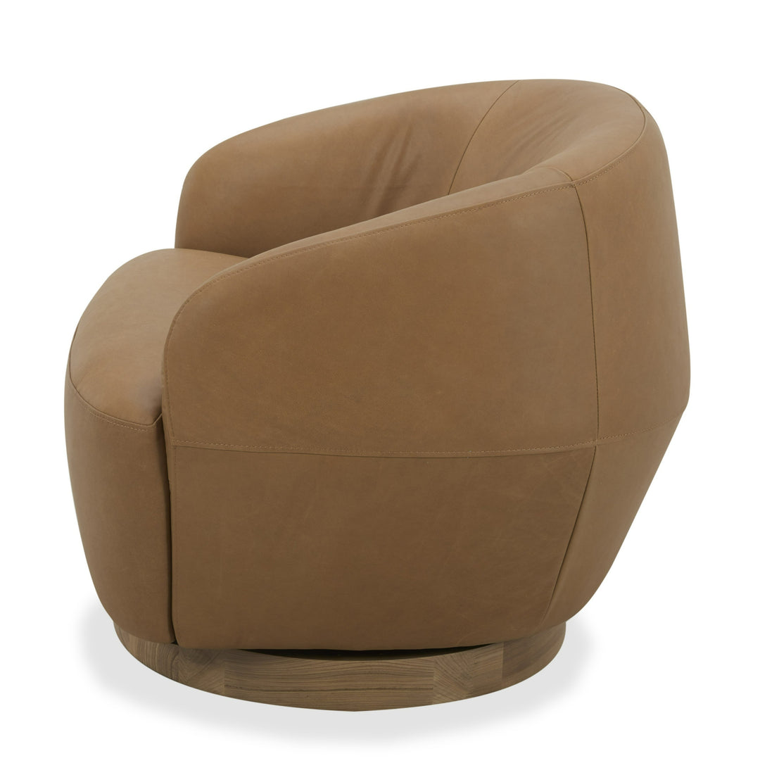 Agatha - Modern Tan Leather Swivel Accent Chair