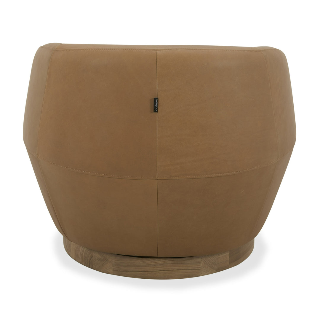 Agatha - Modern Tan Leather Swivel Accent Chair