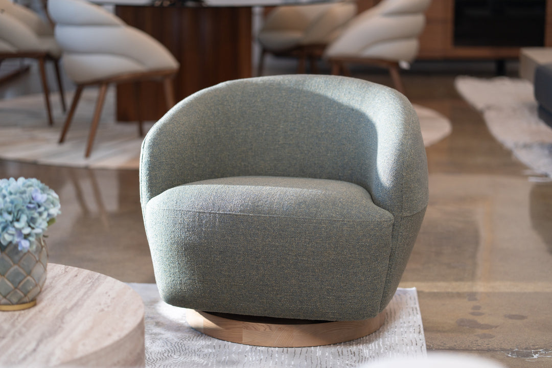 Agatha - Modern Hemp Fabric Swivel Accent Chair