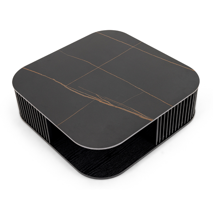 Chip - Modern Black Ceramic + Black Ash Square Coffee Table