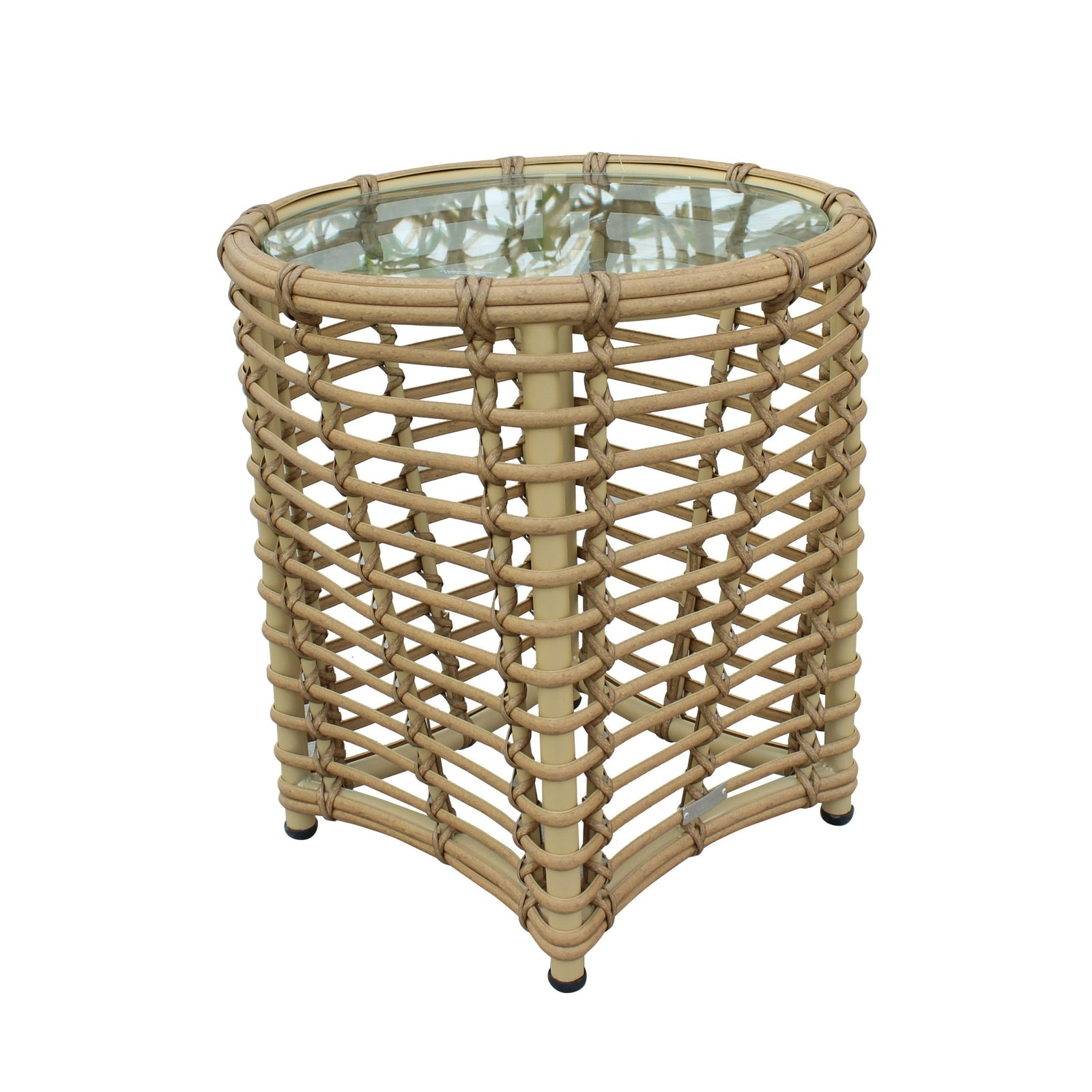 Sandra - Outdoor Beige Wicker End Table