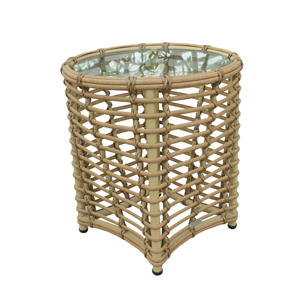 Sandra - Outdoor Beige Wicker End Table