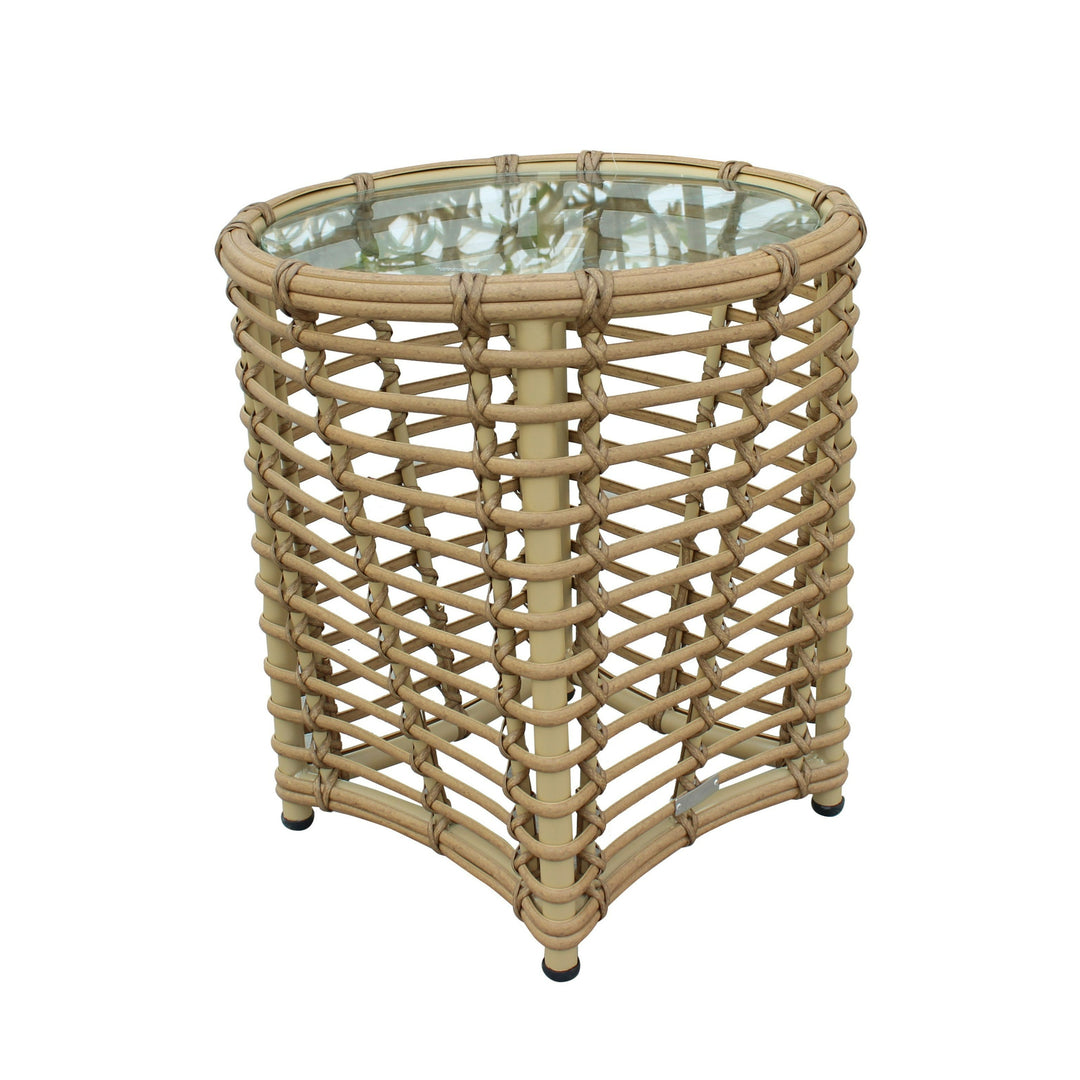 Sandra - Outdoor Beige Wicker End Table