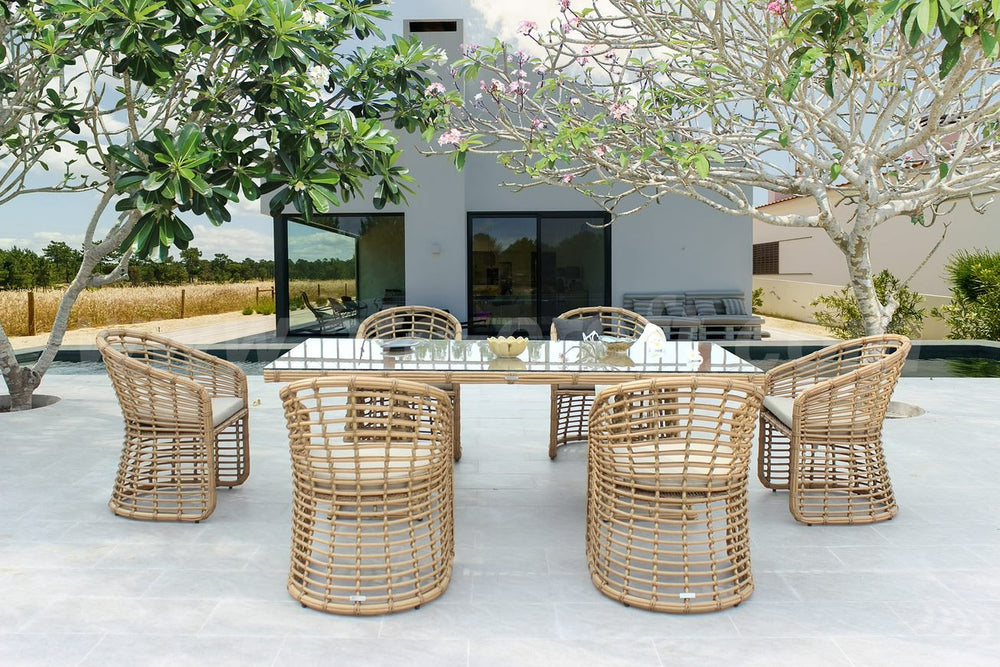 Mina - Outdoor Bamboo Wicker Dining Set - View 5