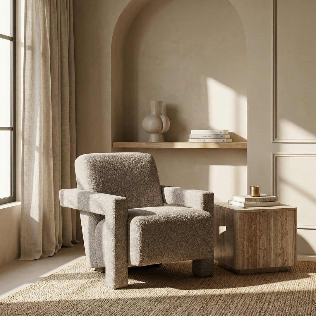Wylie - Modern Light Grey-Beige Fabric Accent Chair