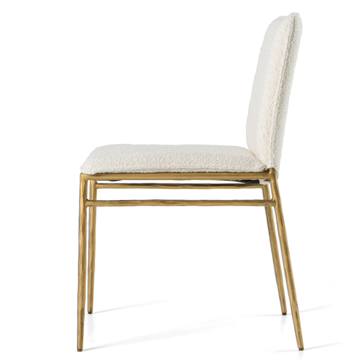 Atlanta - Modern Off-White Fabric &amp; Brass Dining Chair
