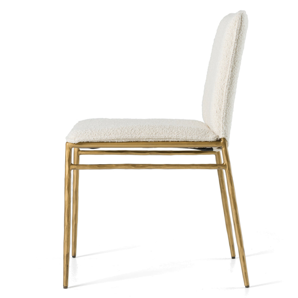 Atlanta - Modern Off-White Fabric & Brass Dining Chair
