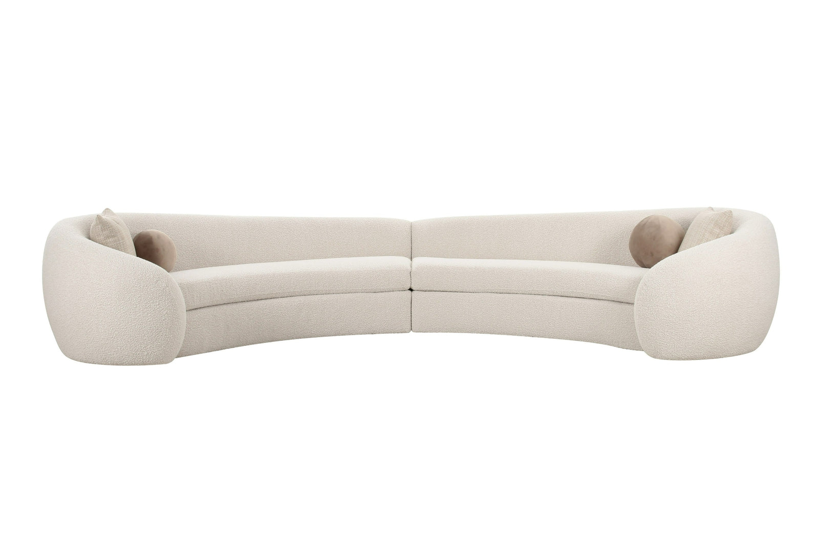 Kilmer Modern Off-White Curved Fabric Sectional Sofa