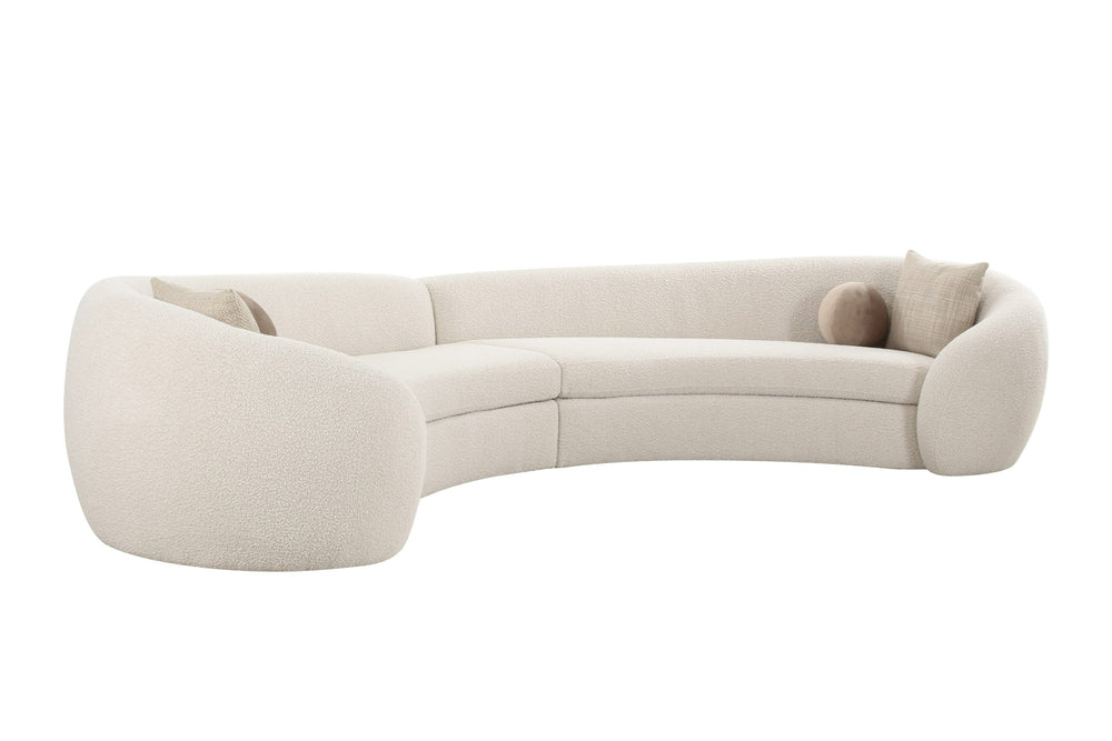 Kilmer Modern Off-White Curved Fabric Sectional Sofa - View 13