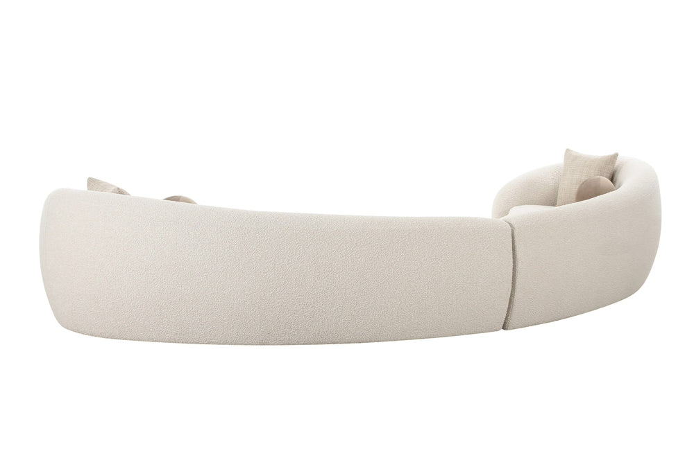 Kilmer Modern Off-White Curved Fabric Sectional Sofa - View 2
