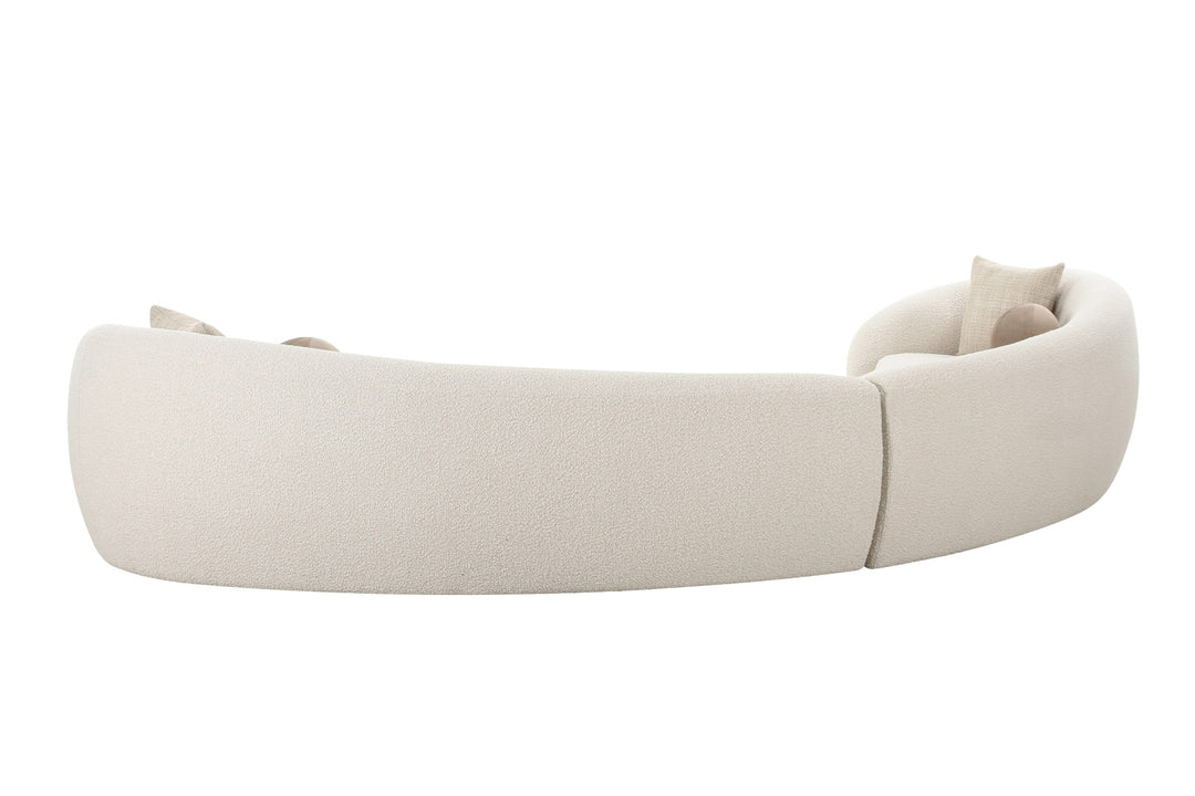 Kilmer Modern Off-White Curved Fabric Sectional Sofa