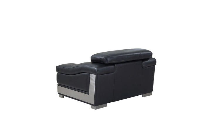 DivanItalia 415 Chair with Adjustable Headrest in Top-Grain Italian Leather - Black
