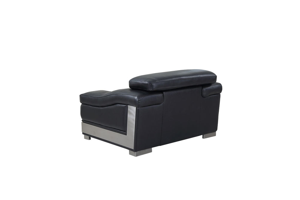 DivanItalia 415 Chair with Adjustable Headrest in Top-Grain Italian Leather - Black