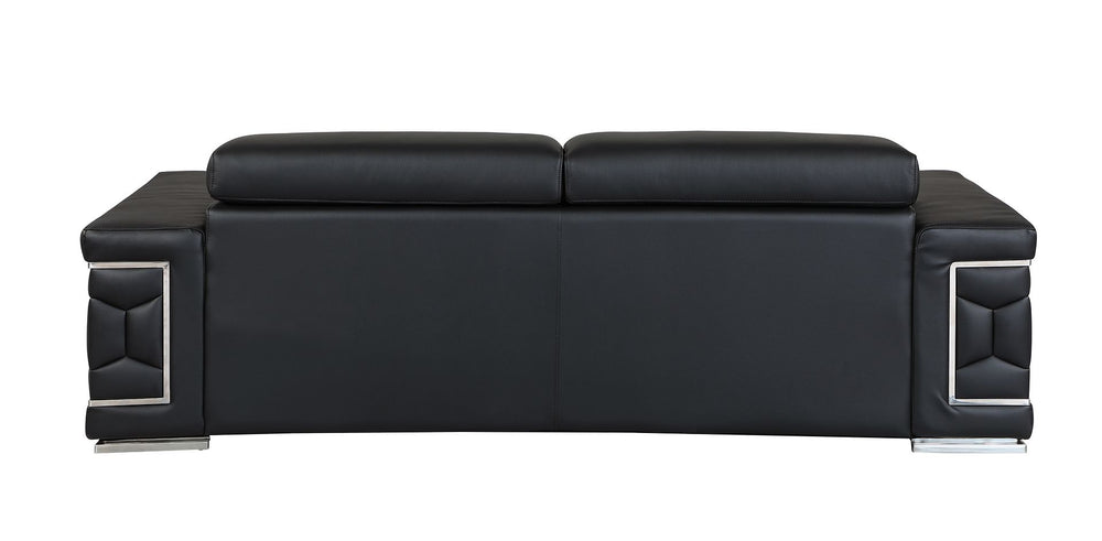 DivanItalia 692 Sofa with Adjustable Headrest in Top-Grain Italian Leather - Black