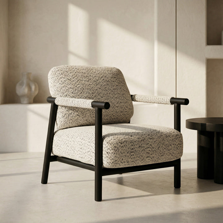 Balko - Modern Grey Fabric + Black Accent Chair